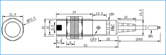 レトロ反射M18円柱光電センサーの反射器NPNのタイプ2Mのセンス スイッチ